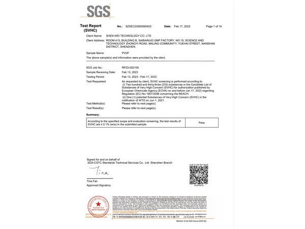 PVDF tubes REACH report in English