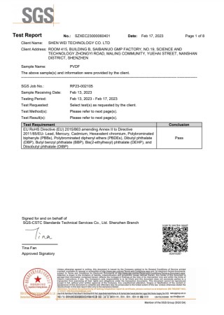 PVDF tube ROHS report in English