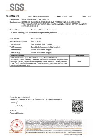 Double Wall Sleeving ROHS Report in English